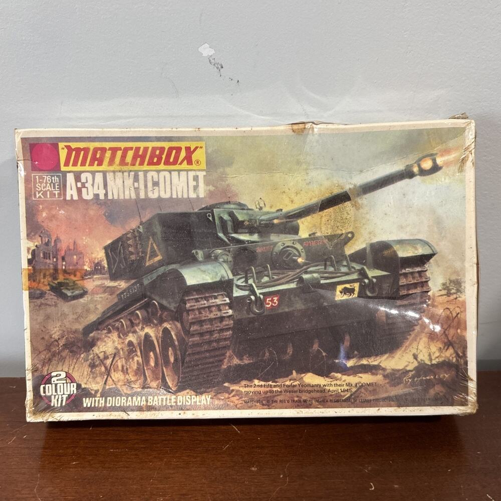 Matchbox A34 Mk 1 Comet Tank 1:76 Scale Model Kit 40072 New Sealed Vintage 1973
